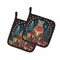 Edge Collections - 7.5" X 7.5" - Multicolor - Festive Cheetah Pot Holder for Kitchen Use - 1 Pair